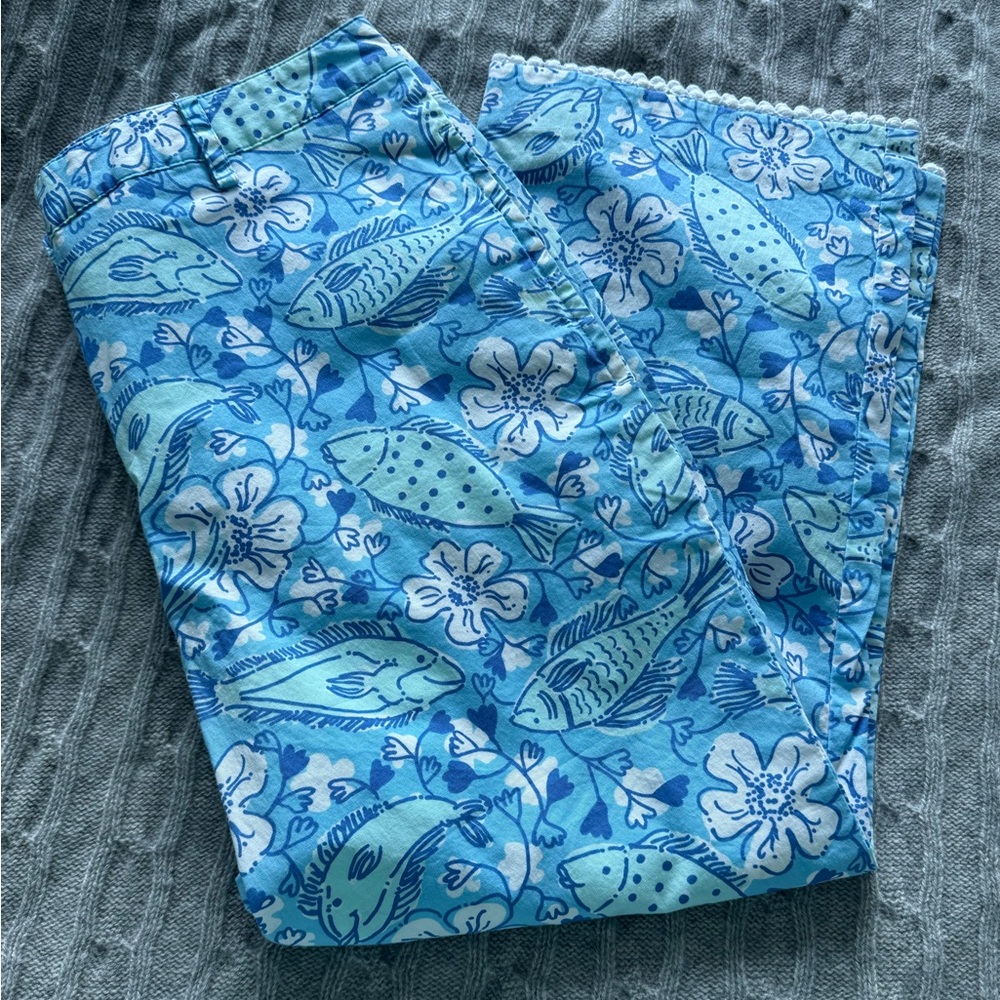 Lily Pulitzer vintage fish pants size 6 with white trim